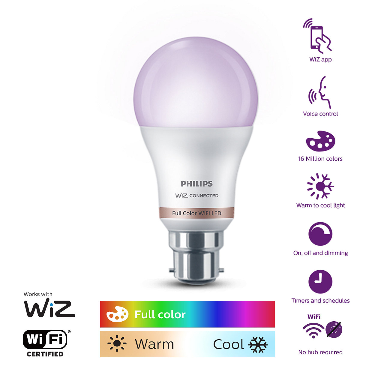 LED BULB 10W FULL COLOUR WIFI B22